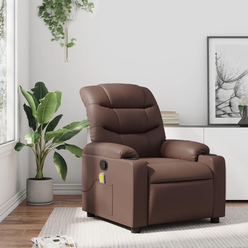 Massagestol kunstlæder brun