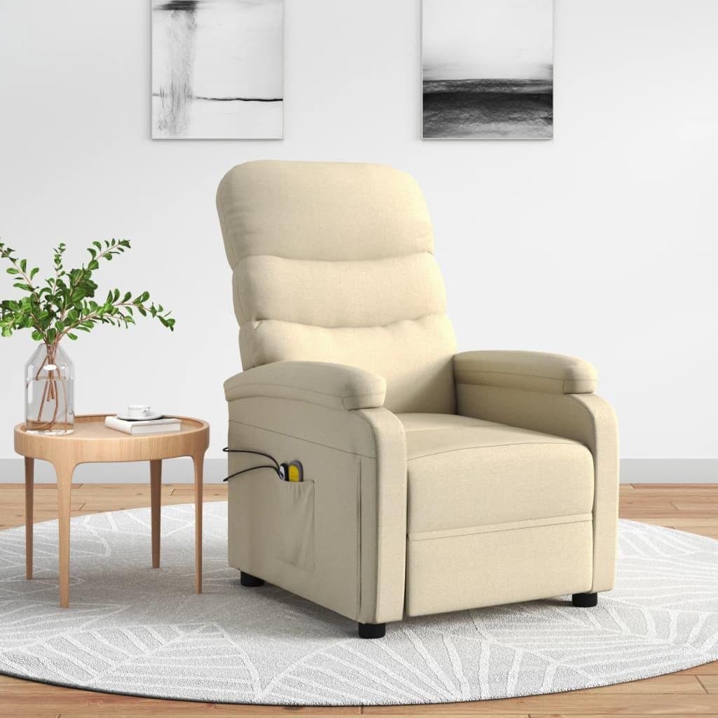 Eldrevet massagestol stof cremefarvet