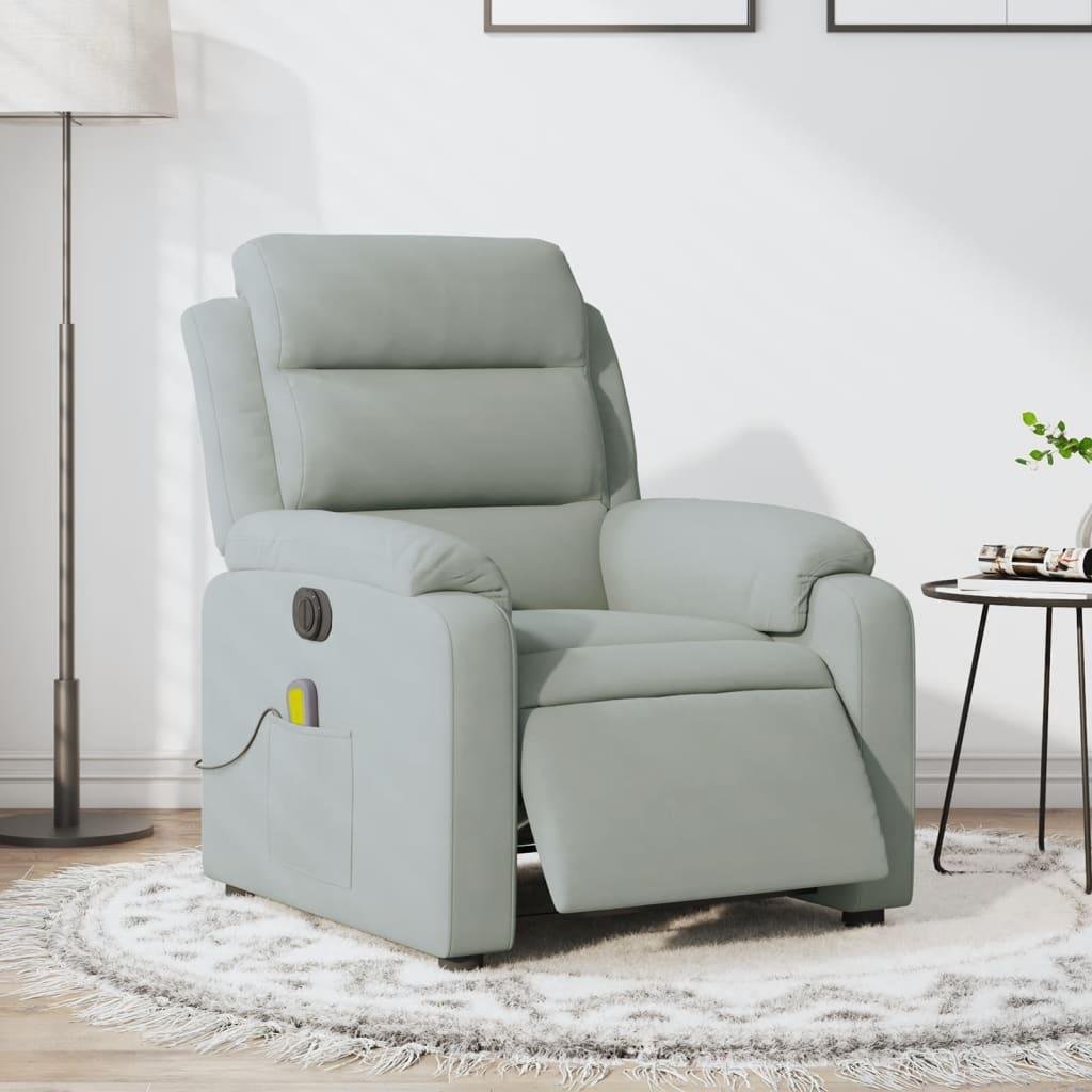 Massagestol velour lysegrå