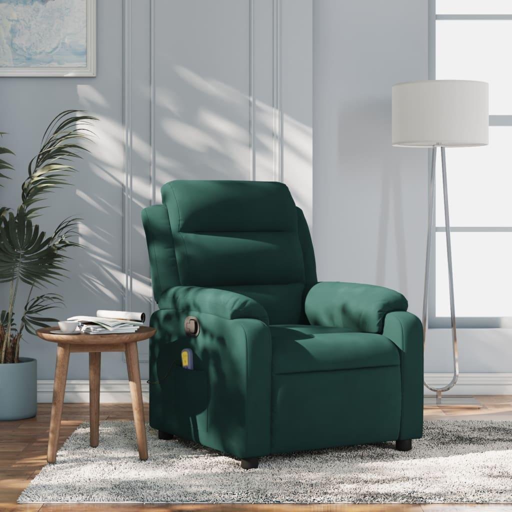 Massagestol velour mørkegrøn