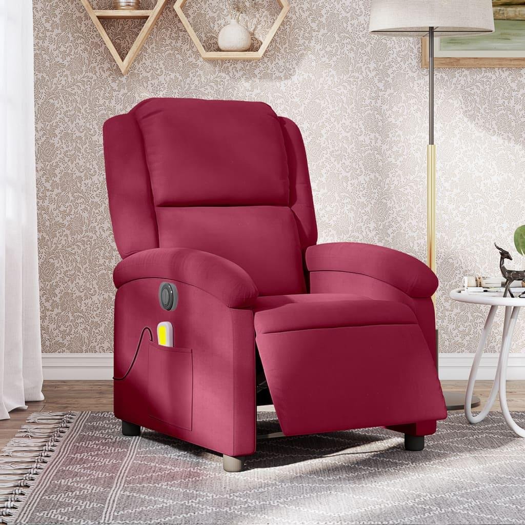 Massagestol velour vinrød